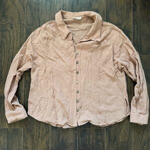 new in Large Pink Button Down Top